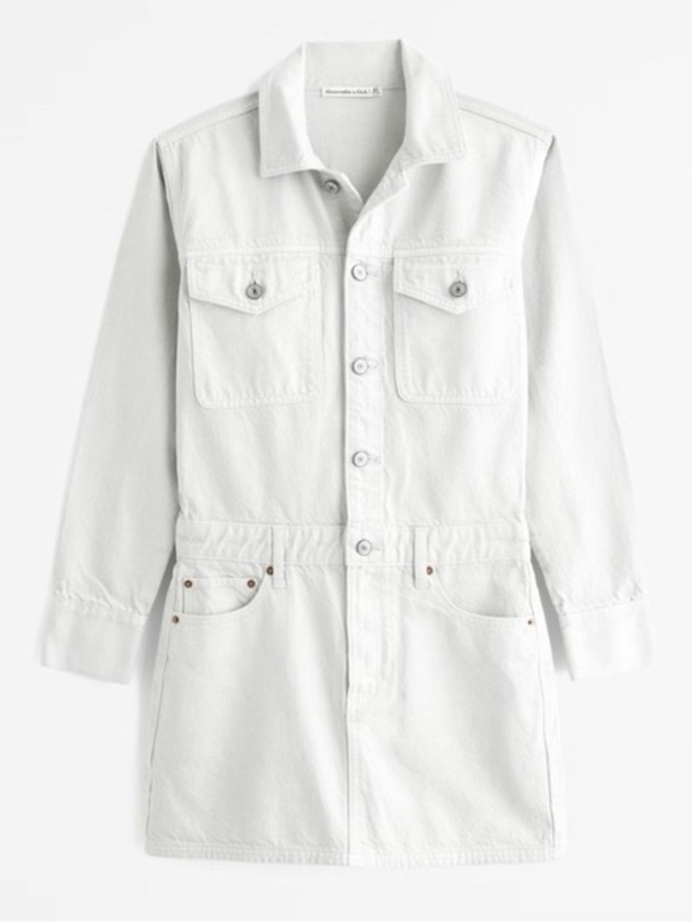 Abercrombie & Fitch White Mini Denim Shirt Dress